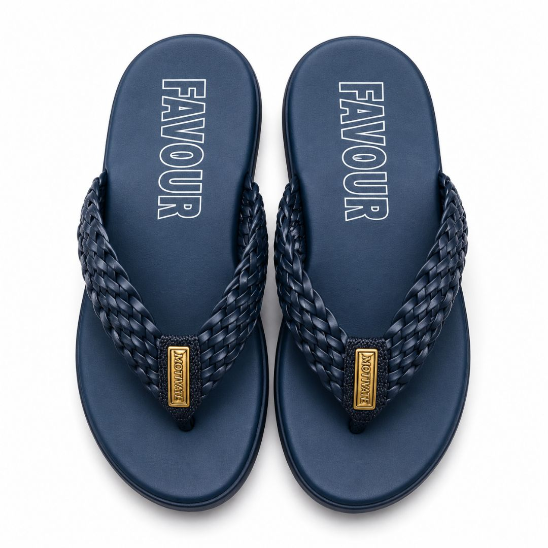 Mens Black Strap Sandals with Braided Design